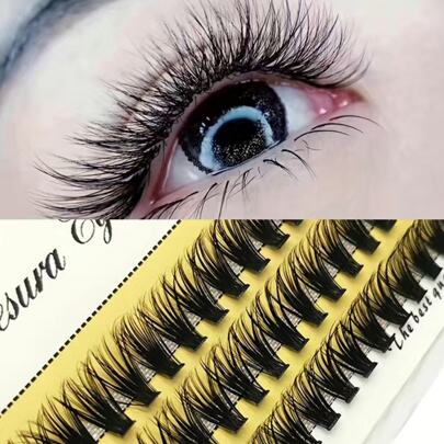 Triple Row 60 Clusters Of 40d 8mm Synthetic False Eyelashes Strip Lashes, Lashes, Eyelashes, Fake Lashes