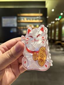 1入日式可愛招財貓造型女士髮夾 - 彩色 - 查看 2