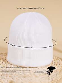 1pc Unisex Solid Color Y2k Style Knit Beanie Hat For Skiing, Warmth, Fashion, Daily Wear, Casual & Outdoor Activities - White - View 4