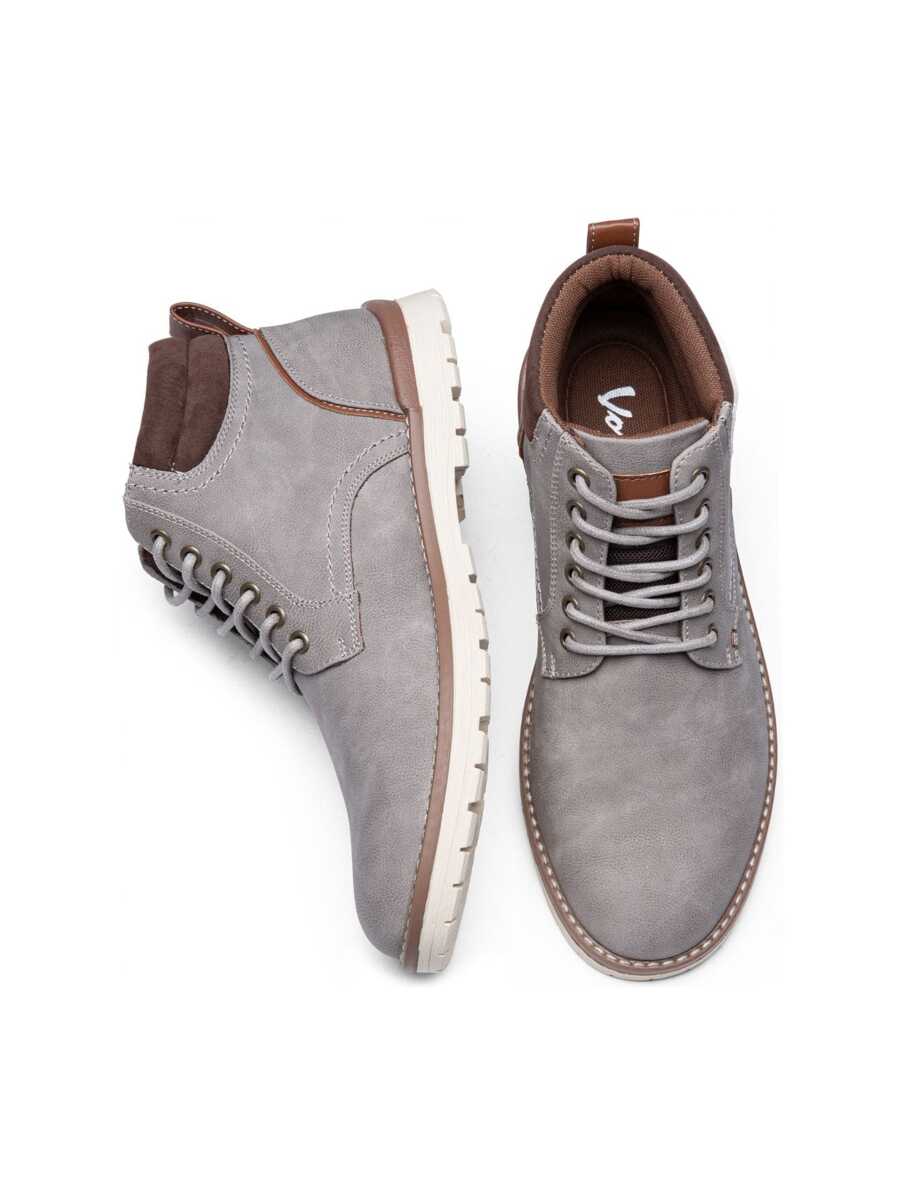 SHOESMALL Chukka Boots For Men Waterproof Casual  Men's Hiking Boots Combat Ankle Dress Boots - BMY673-淺灰色 - 查看 1