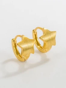 925銀製女士耳環,啞光和拉絲完成耳釘,星星設計