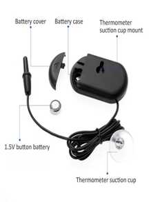 1个高精度水族箱鱼缸水下探头水温计，适用于爬行动物宠物箱，吸盘式数字显示温度计