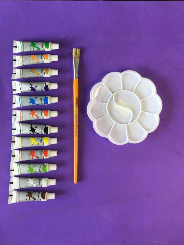 Kit Pintura Tinta Aquarela 12 Cores 1 Pincel e 1 Paleta Gode