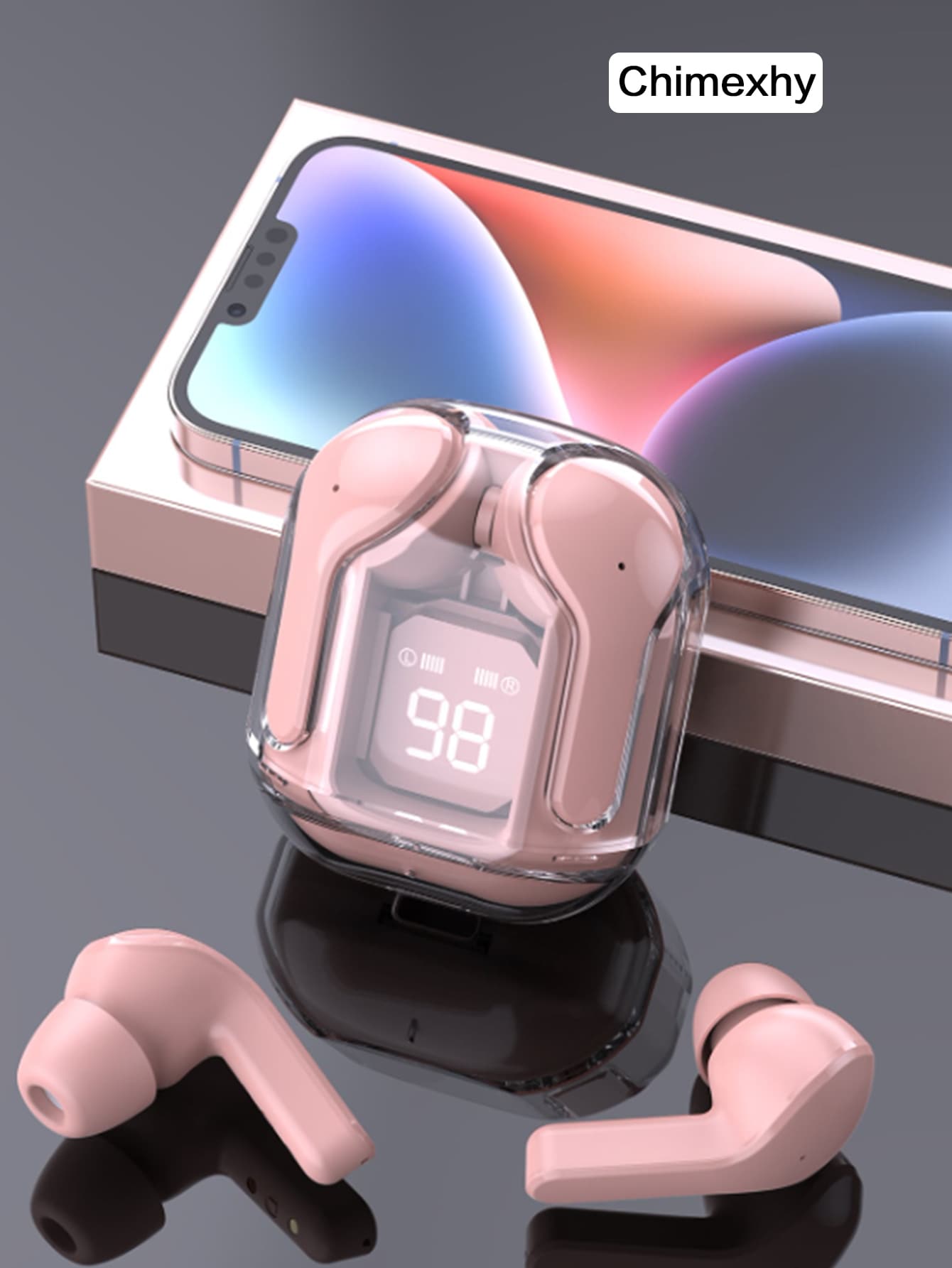 Chimexhy  1 auricular inalámbrico totalmente intrauditivo con control de volumen digital, control de voz, micrófono,Audifonos