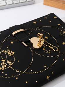 1 Pieza Cuaderno Con Candado En Forma De Corazón Negro, Diario Minimalista Multifuncional De Negocios De Oficina