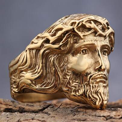 1 Piece Christianity  Praying Stainless Steel Jesus Rings For Women And Men To Wear On A Daily Basis