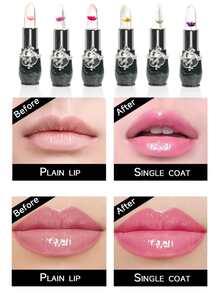 Bálsamo labial de flores secas naturales que cambian de color, bálsamo labial de gelatina de larga duración, hidratante, productos para el cuidado de los labios, bálsamo labial para mujeres y niñas - Turquesa - Ver 5