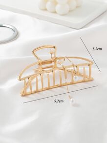 1 buc. Clemă mare de păr din aliaj de zinc, cu perle și ciucuri, triunghi - Aur - Vizualizare 4