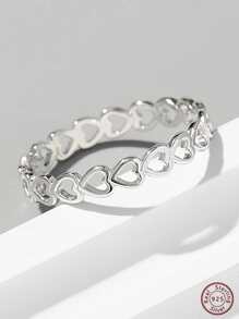 愛心設計銀婚戒適合女士新娘婚禮精細首飾類 - 銀色 - 查看 17