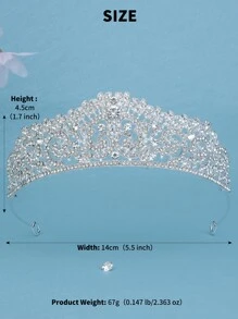 1pc Women's Classic European Style Bridal Crown Headband, With Rhinestone And Simple Design - Silver - View 6
