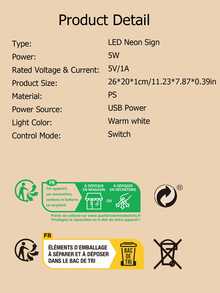 1入組「男人洞」led霓虹燈,5v Usb供電家用牆壁霓虹燈,適用於臥室、婚禮、派對家居裝飾燈 - 黃色 - 查看 6