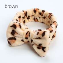 1 Băng đô thể thao bằng vải nỉ san hô họa tiết da báo dành cho nữ, có nơ và dây buộc bằng vải nhung, thích hợp sử dụng tại nhà khi giặt giũ và tắm rửa - 1 Bộ - Xem 2