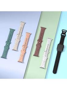 Leopard Floral Engraved Band Compatible With Apple Watch Band 49mm 45mm 44mm 42mm 41mm 40mm 38mm 46mm, Cheetah Waterproof Sport Silicone Wristbands Replacement Strap Compatible With IWatch Series 10 9 8 7 6 5 4 3 2 1 SE For Women