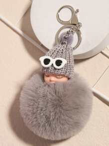 1pc Plush Baby Keychain/Key Fob Decor - Grey - View 3