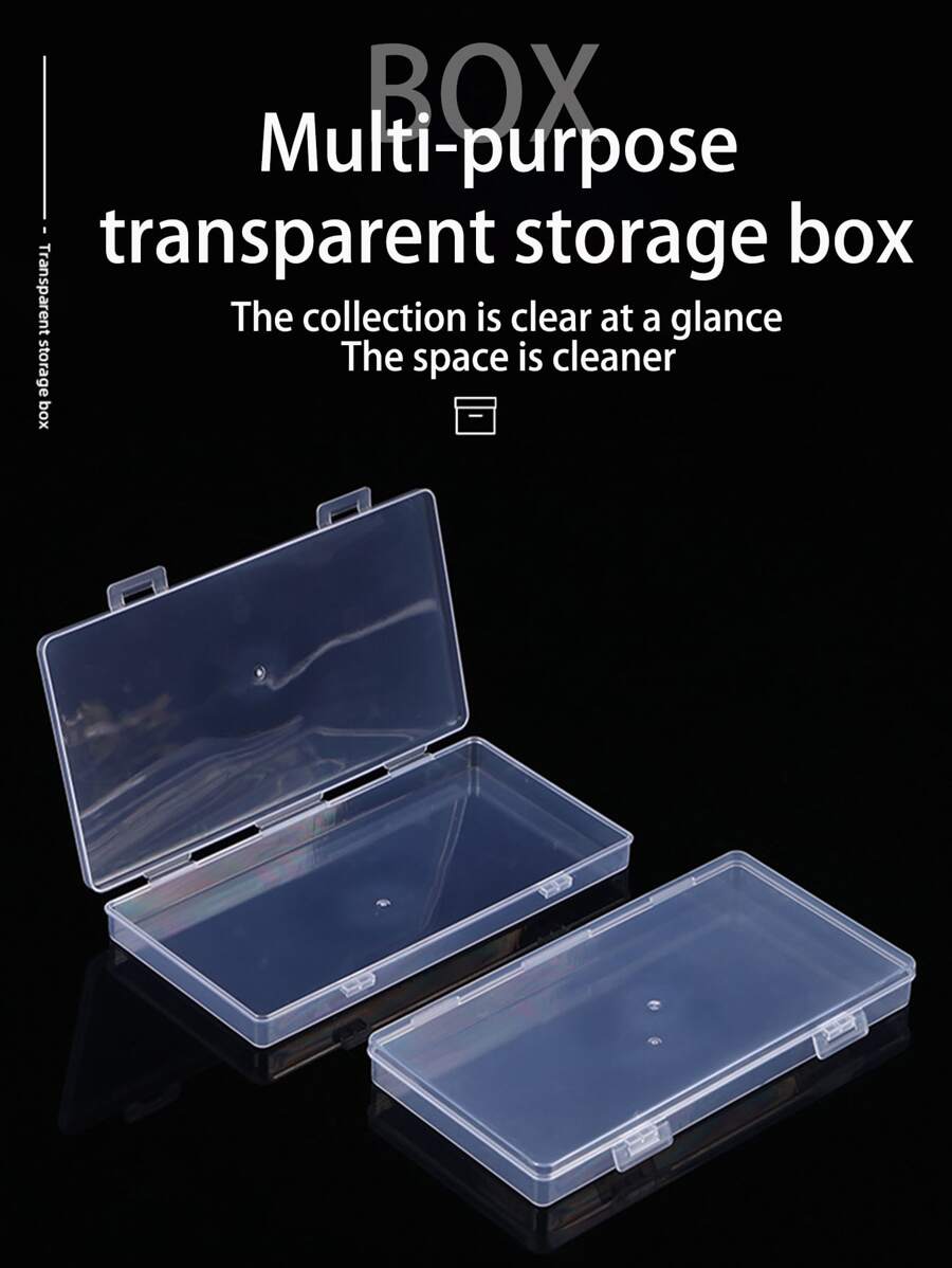 Pp Material Rectangular Transparent Plastic Box, Storage Box For Fishing Tackle, Stationery, With Lock Buckle - Clear - View 1