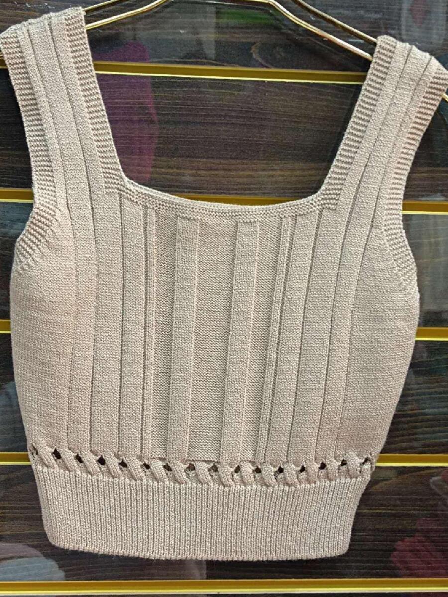 Women Knit Tops - Beige - View 1