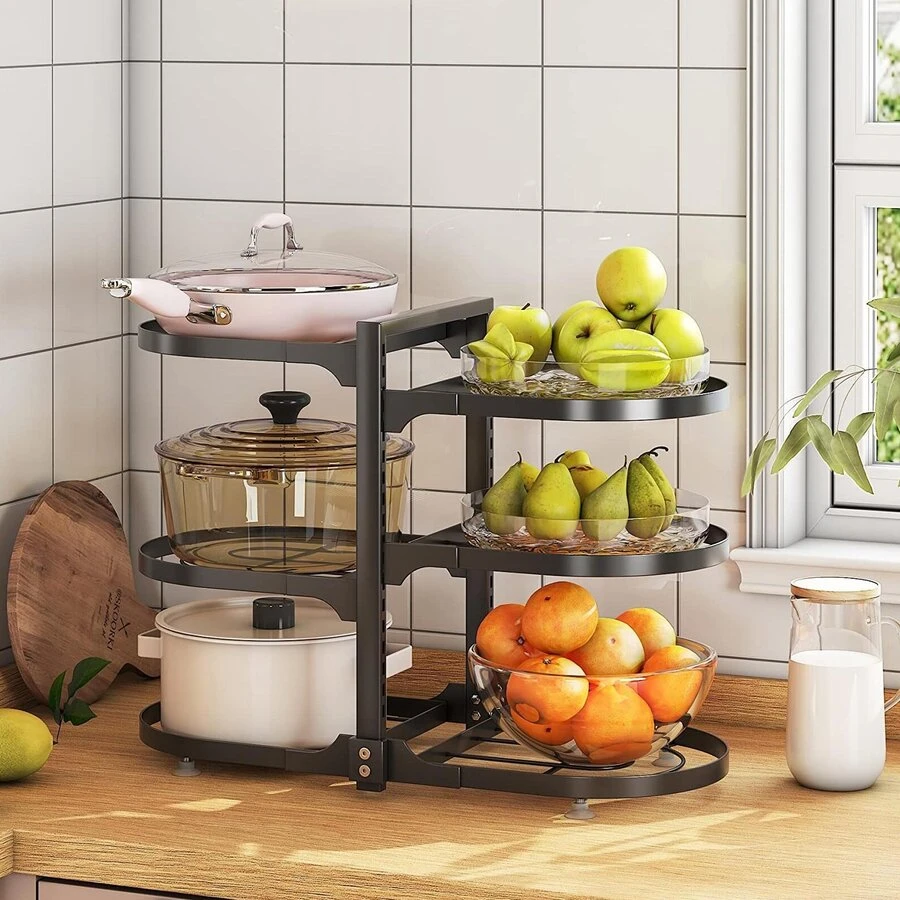 Pots And Pans Organizer For Cabinet, 6 Tier Adjustable Pot And Pan Organizer Rack For Kitchen Under Cabinet Organization & Storage - Black - View 1