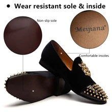 Men Loafers Dress Shoes Wedding Shoes For Men Slip-On Shoes Size 8 - màu đen - Xem 4
