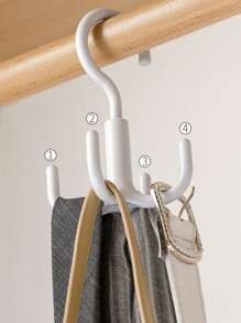 6入組4爪旋轉掛鉤,掛包、領帶、圍巾、帽子等,不需鑽孔的塑料存儲掛鉤 - 白色 - 查看 5