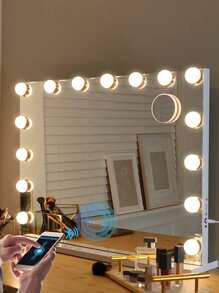 FENCHILIN Large Hollywood Vanity Mirror with Lights Bluetooth Tabletop Wall Mount White22.8'' x 18.9'' - White - View 2