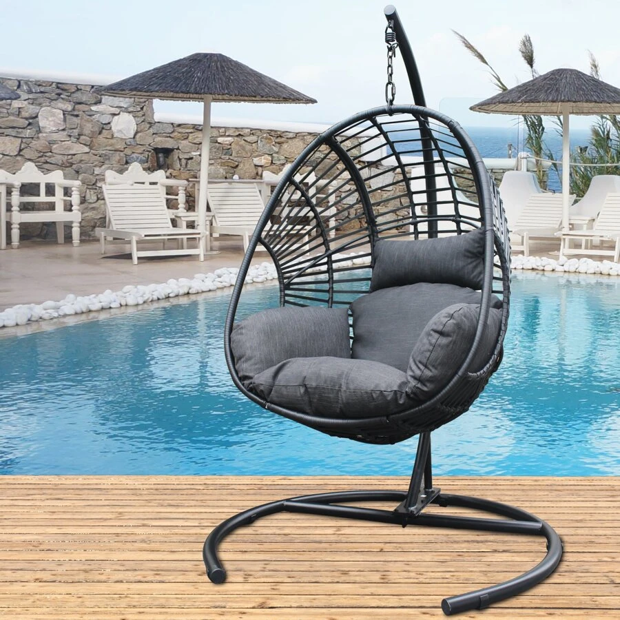 Nestfair Outdoor Indoor Wicker Swing Egg Chair with Cushion