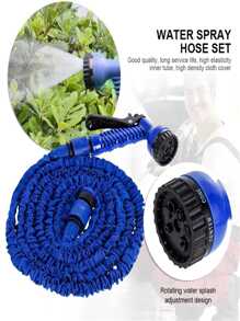 Expanding Water Hose Set With Multi-functional Connector, High-pressure Irrigation Hose, Retractable & Expandable Garden Hose, Spray Gun, Car Washing Tool - Blue - View 5