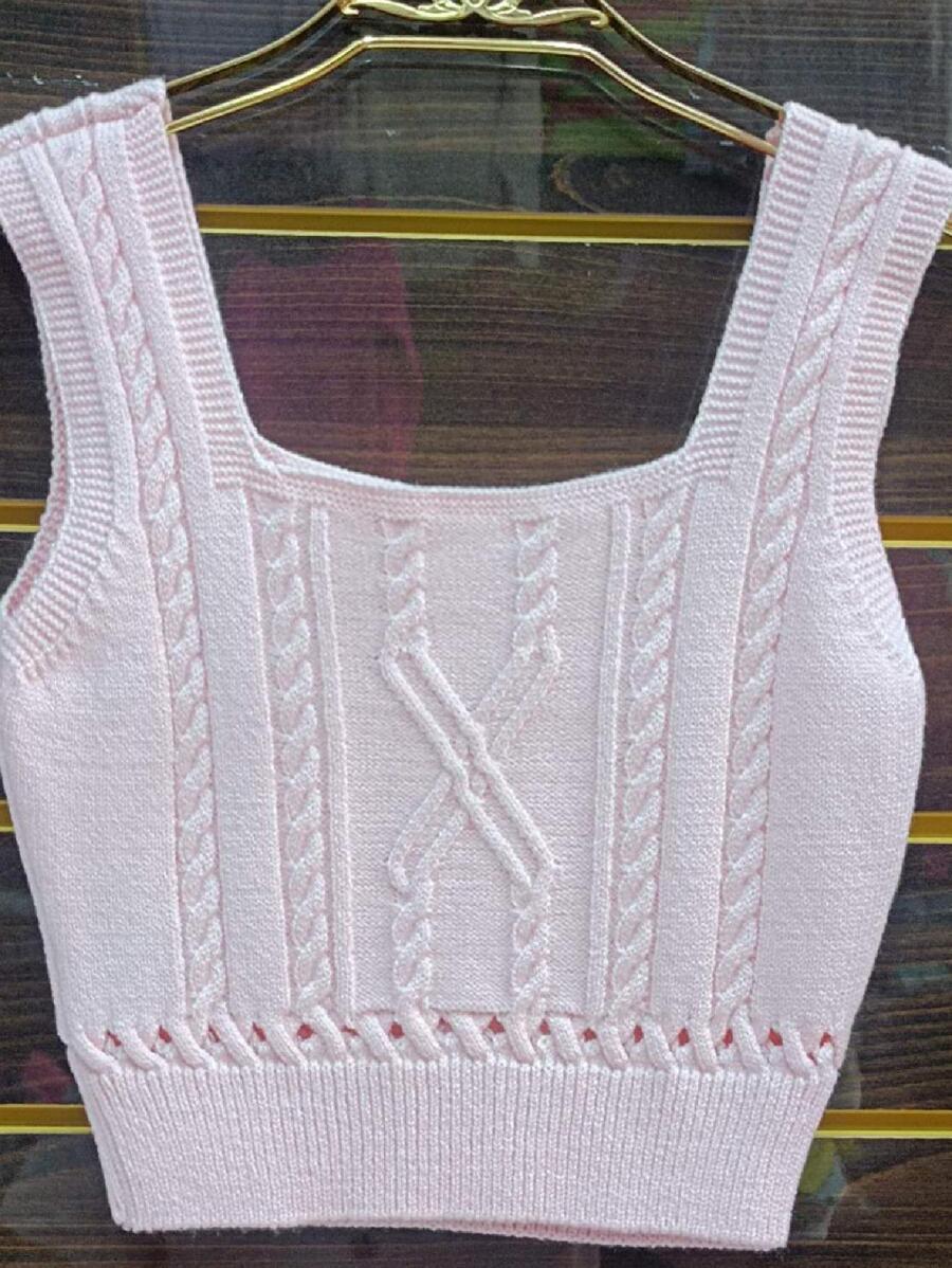 Women Knit Tops - Baby Pink - View 1