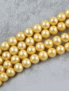 9種顏色的天然珍珠珠子,適用於diy珠寶製作,如手鍊,項鍊和其他配飾 - 黃色 - 查看 5