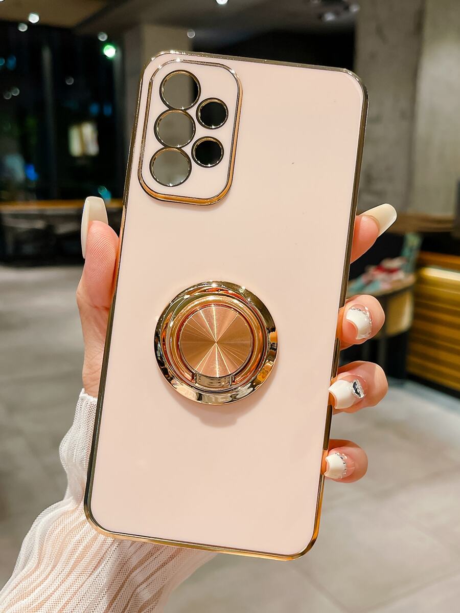 Compatible With Iphone 16 1pc Pink 6d Electroplating Rotatable Bracket Anti-Drop Phone Case,International Version, Not The Domestic Version - Pink - View 1