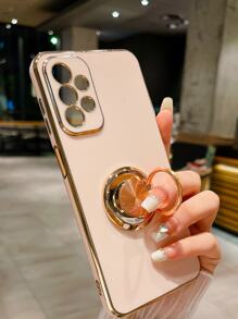 Compatible With Iphone 16 1pc Pink 6d Electroplating Rotatable Bracket Anti-Drop Phone Case,International Version, Not The Domestic Version - Pink - View 2