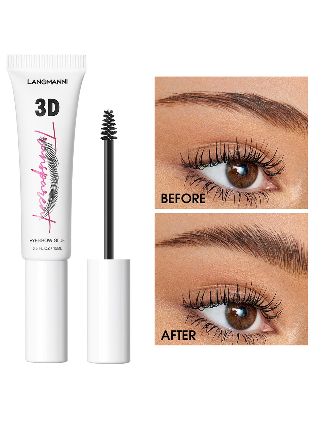 3D立體聲眉膠,防水自然造型眉毛定型膠眼睛眉毛凝膠 - 無色 - 查看 1