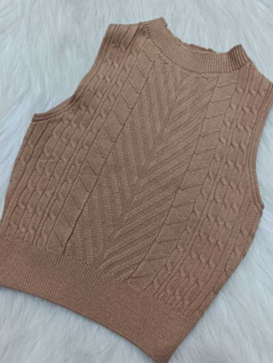 Women Knit Tops - 卡其色 - 查看 1