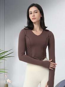 Sodalemon Áo Tees & Tanks  Thể thao Nữ màu trơn - màu nâu - Xem 1