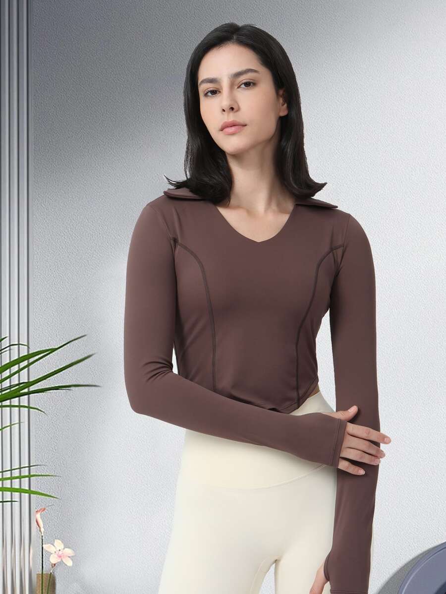 Sodalemon Áo Tees & Tanks  Thể thao Nữ màu trơn - màu nâu - Xem 1