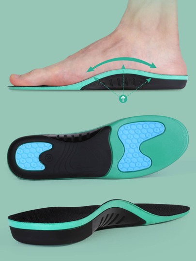 3ANGNI 1pair Green Cushioning Insoles With High Elasticity & Shock Absorption For Sports & Casual Shoes For Women Men Sneakers Shoes