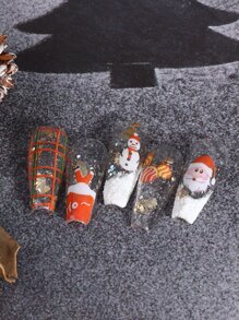 2片圣诞美甲贴纸 红色圣诞老人 可爱卡通雪花 节日设计 3D自粘贴花 美甲装饰 指甲贴膜 朋友礼物 DIY美甲 - 彩色 - 查看 7