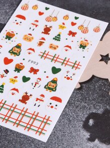 2片圣诞美甲贴纸 红色圣诞老人 可爱卡通雪花 节日设计 3D自粘贴花 美甲装饰 指甲贴膜 朋友礼物 DIY美甲 - 彩色 - 查看 5