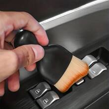 1pc Soft Car Interior Dust Brush For Air Vent With Convex Concave Design, Easy To Clean,Garden Tools - Black - View 4