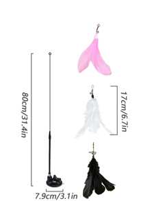 1支新款貓玩具,貓竿帶有鈴鐺和強力吸盤 - 黑色 - 查看 6