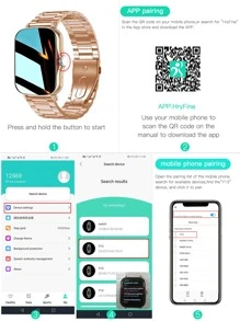 1 dây đeo bằng thép không gỉ màu đen cho nam nữ Theo dõi nhịp tim và theo dõi giấc ngủ Đồng hồ thông minh mặt vuông đa chức năng & 1 dây đeo đồng hồ, tương thích với Android iPhone - màu đen - Xem 8