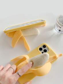 Apple Cute Phone Case Funny 3d Banana Shaped Phone Case Compatible With Iphone 14 - Yellow - View 3