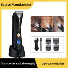 男女體毛修剪器、manscape 男士修剪器、男士陰毛修剪器、男士陰毛修剪器、體毛美容器、防水男性衛生剃須刀、電動腹股溝毛髮修剪器 - 黑色 - 查看 10