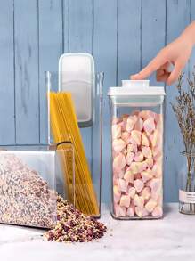 Juego de 5 Frascos para Alimentos con Tapa Hermética y Cucharas Medidoras - Transparente - Ver 9