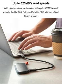 SANDISK SanDisk E30 Portable 1TB 480GB USB3.2 Black Type C Hard Drive External SSD Hard Drive Laptop High Speed 520M/S
