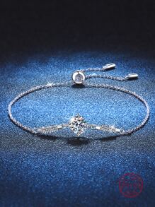 4 Piezas/set Juego De Joyas Elegante Y Lujoso De Plata De Ley 925 Y Circonia Para Mujeres, Incluye Aretes, Pulsera Y Collar, Adecuado Para Uso Diario, Fiestas Y Como Regalo - Plateado - Ver 3