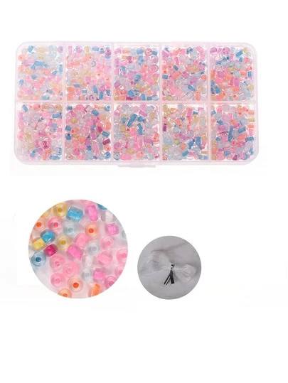 1 Set Cute Adorable Acrylic Beads Elastic Cord Beading Kit With Box, For Diy Bracelet & Necklace Making