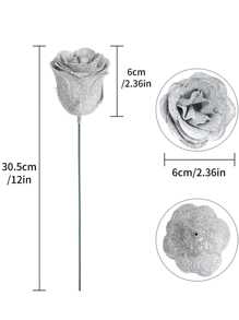 30pcs Artificial Gold Roses, Sparkle Roses Gold Flowers Artificial Roses With Stems For Crafts Wedding Bouquet Party Home Decor - Phong cách 2 - Xem 2