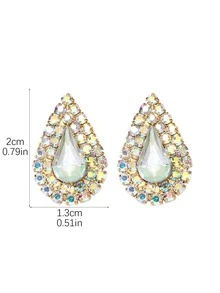 Retro Tear Drop Crystal Rhinestone Earring Stud for Women 1 Pair - Gold - View 6