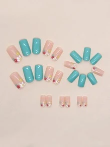 24入組短正方形簡約風格指甲銼帶1入組美甲拋光塊和1入組果凍凝膠 - 彩色 - 查看 3