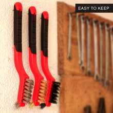3入組金屬絲刷套裝,金屬絲畫筆適用於清潔除鏽,鋼刷帶紅色的弧形手柄握力,小金屬絲刷適用於清潔銹,塵土,焊接,塵土&塗料擦洗帶深層清潔 - 紅色 - 查看 7